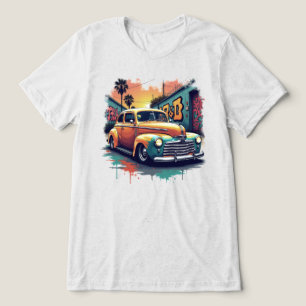 1940s Lowrider Classic Car Colourful Retro Art Tri-Blend Shirt