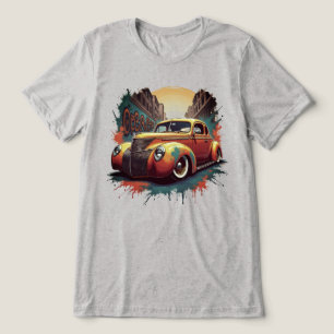 1940s Lowrider Classic Car Colourful Retro Art Tri-Blend Shirt