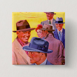 1940s men in hats 15 cm square badge