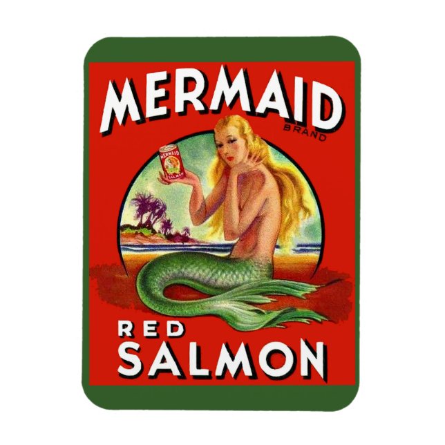 1940s Mermaid Salmon can label  Magnet (Vertical)