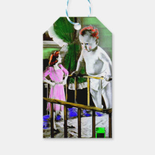 1940s mother and her giant baby gift tags