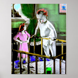 1940s mother and her giant baby poster