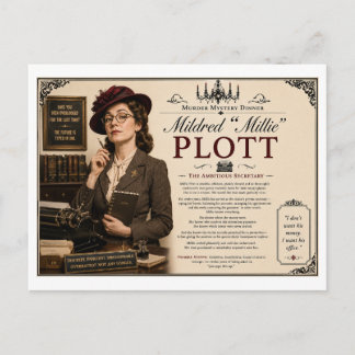 1940s Murder Mystery Mildred Millie Plott Postcard