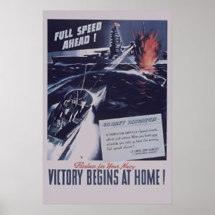 1940s Navy Poster - Victory Begins at Home!