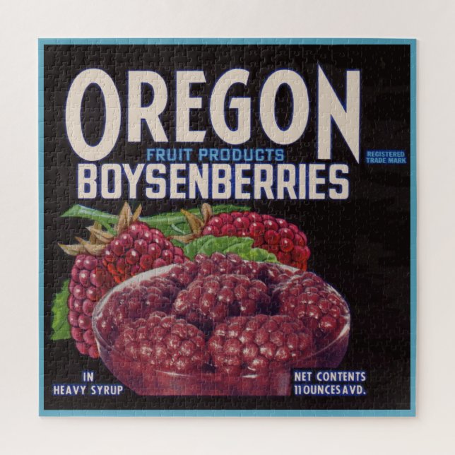 1940s Oregon Boysenberries can label Jigsaw Puzzle (Vertical)