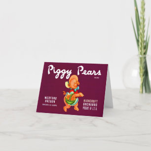 1940s Piggy Pears crate label Note Card