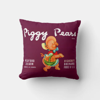1940s Piggy Pears fruit crate label print Cushion