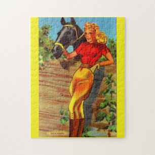 1940s pin-up gal and horse jigsaw puzzle
