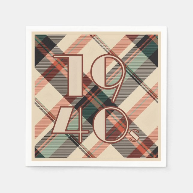 1940s Plaid Balloon Napkin (Front)