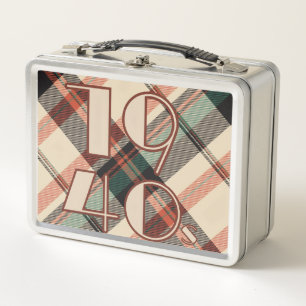 1940s Plaid Metal Lunch Box