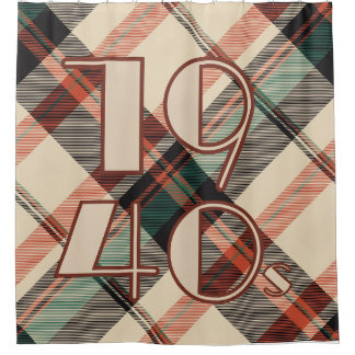 1940s Plaid Shower Curtain