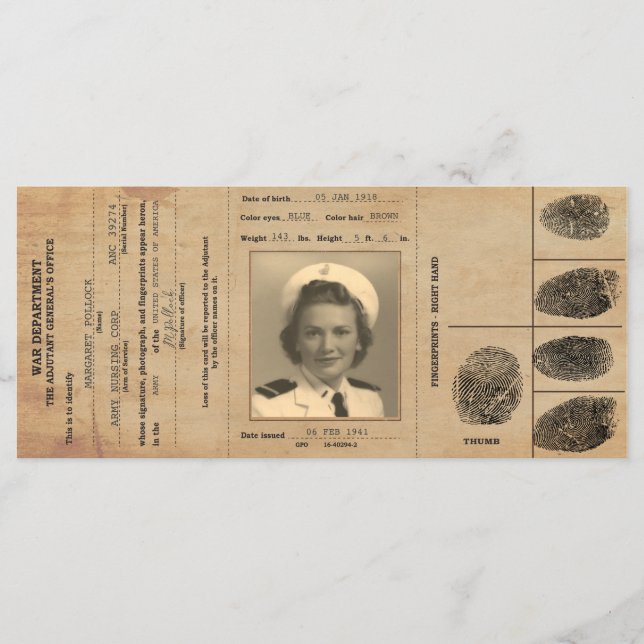 1940s Replica Passport Identification Menu (Front)