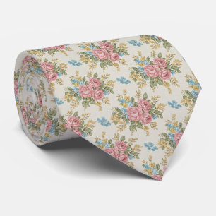 1940s Retro Bouquet Floral Pattern Tie
