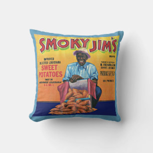 1940s Smoky Jim's sweet potato crate label Cushion