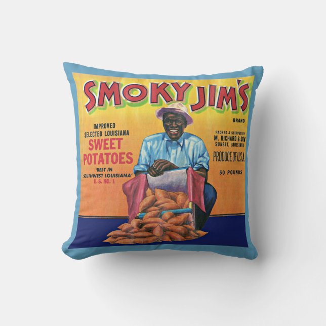 1940s Smoky Jim's sweet potato crate label Cushion (Front)