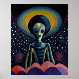 1940's Style Alien With a Halo Poster
