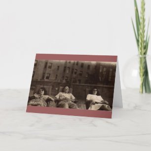 1940s three people relaxing on the roof card