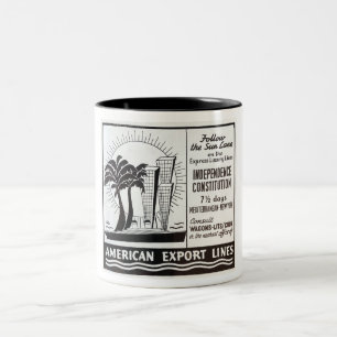 1940S TRAVEL BY SHIP ADVERTISING Two-Tone COFFEE MUG