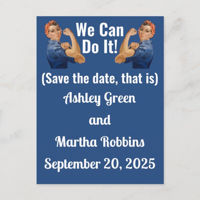 1940's Two Rosies Save-the-Date  Postcard (Front)