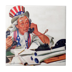 1940s Uncle Sam on the phone Tile