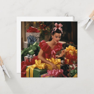 1940's Vintage Girl with Birthday Presents Card