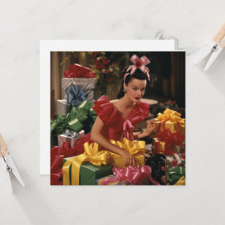 1940's Vintage Girl with Birthday Presents Card