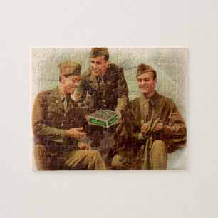 1940s WWII ad soldiers with candy from home Jigsaw Puzzle