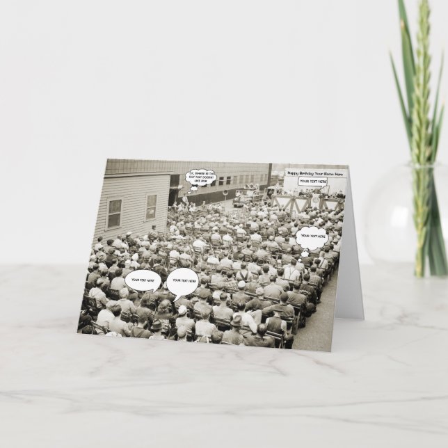 1940'S WWII CROWD OF PEOPLE SPEECH BUBBLES PHOTO CARD (Front)