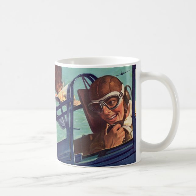 1940s WWII dogfight in the air Coffee Mug (Right)