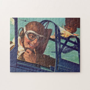 1940s WWII dogfight in the air Jigsaw Puzzle