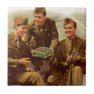 1940s WWII solders with candy from home Ceramic Tile