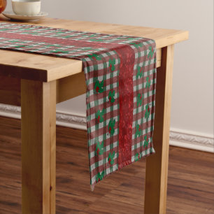 1940s Xmas Gingham 14" x 72" Short Table Runner