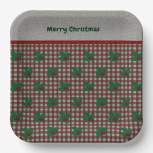 1940s Xmas Gingham  Paper Plate