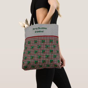 1940s Xmas Gingham - Personalised Tote Bag