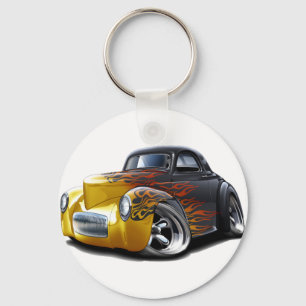 1941 Willys Black-Flames Car Key Ring