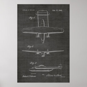 1942 Twin Aeroplane Patent Art Drawing Print