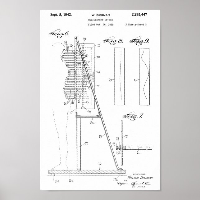 1942 Vintage Spinal Curves Patent Art Print (Front)