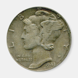 1943 US Mercury dime obverse magnet