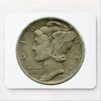 1943 US Mercury dime obverse mousepad