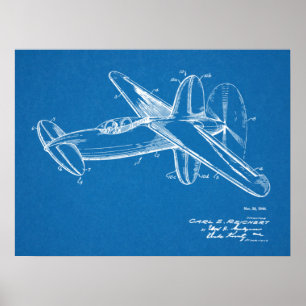 1944 Pusher Aeroplane Patent Art Drawing Print
