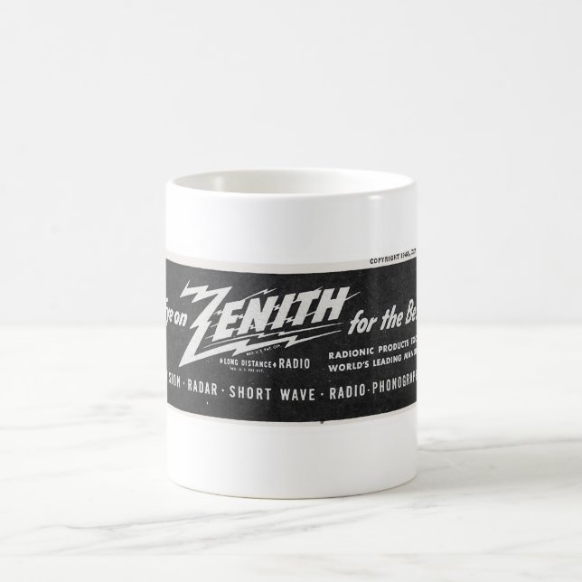 1944 ZENITH LOGO AND AD  COFFEE MUG (Center)