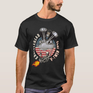 1945 HD Knucklehead VTwin Flame Farting Motorcycle T-Shirt