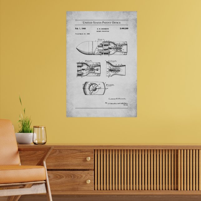 1945 US Patent 2460289 - Rocket Projectile Poster (Living Room 2)
