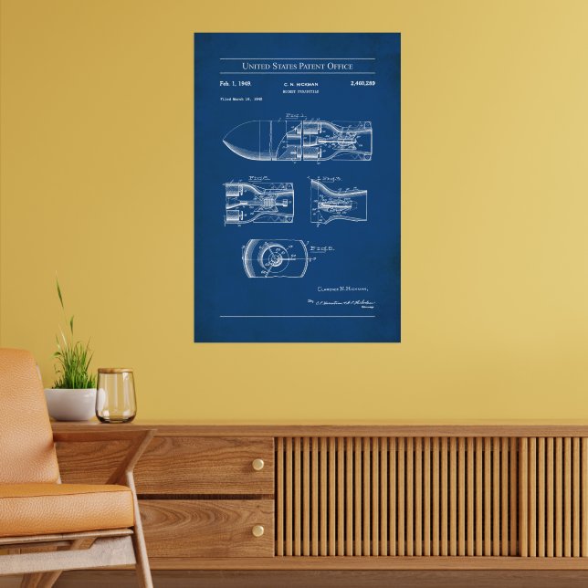 1945 US Patent 2460289 - Rocket Projectile Poster (Living Room 2)