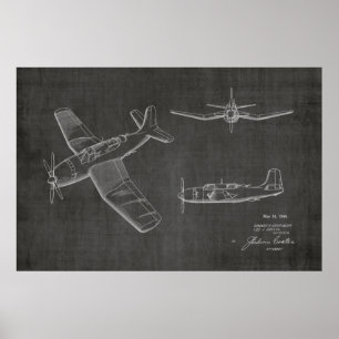 1946 Military Aeroplane Patent Art Drawing Print