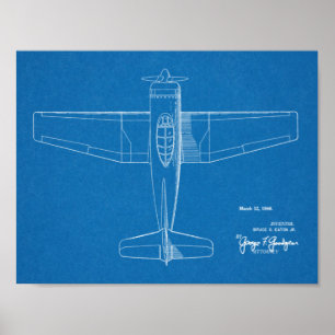 1946 Military Aeroplane Patent Art Drawing Print