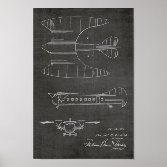 1946 Passenger Aeroplane Patent Art Drawing Print (Front)