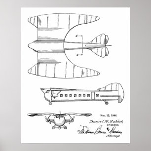 1946 Passenger Aeroplane Patent Art Drawing Print