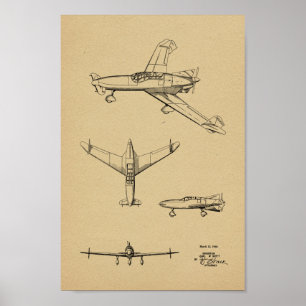 1946 Rear Prop Aeroplane Patent Art Drawing Print