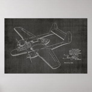 1946 Twin Aeroplane Patent Art Drawing Print